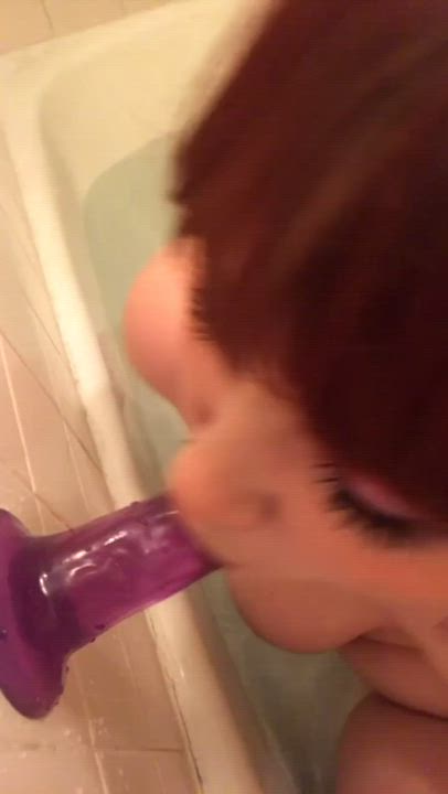 Alt Cute Dildo Redhead Sucking clip