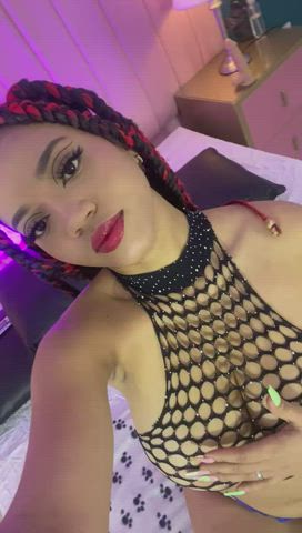 african american afro big tits cute ebony fishnet lipstick stripchat teen clip
