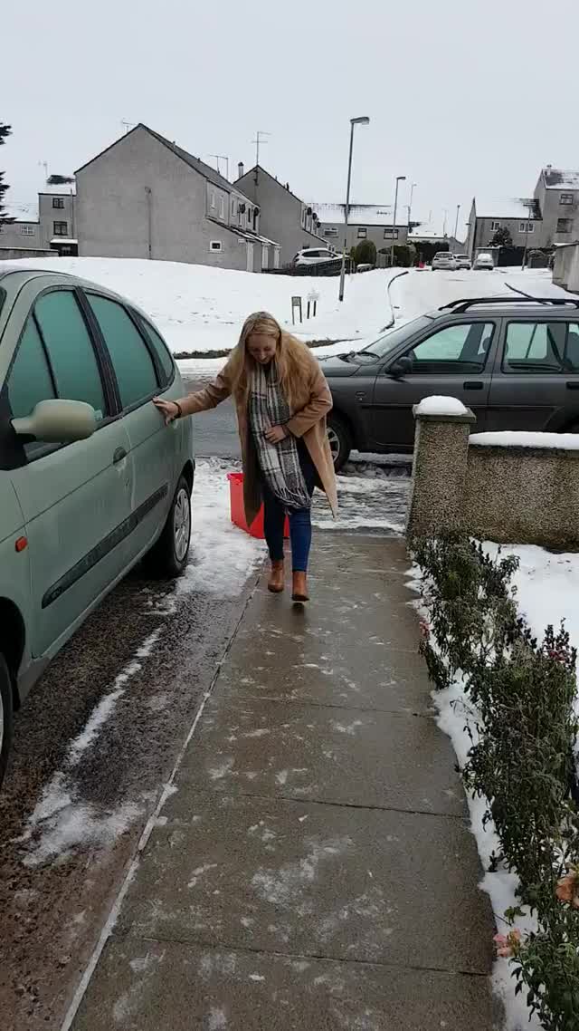 Walking on an icy path