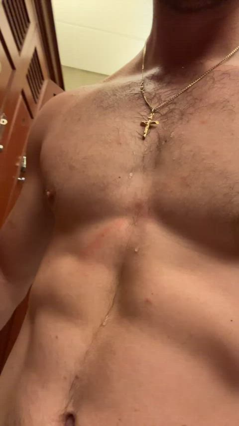 Right before you throat my cock in the gym locker room