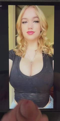 Busty blonde gets a load