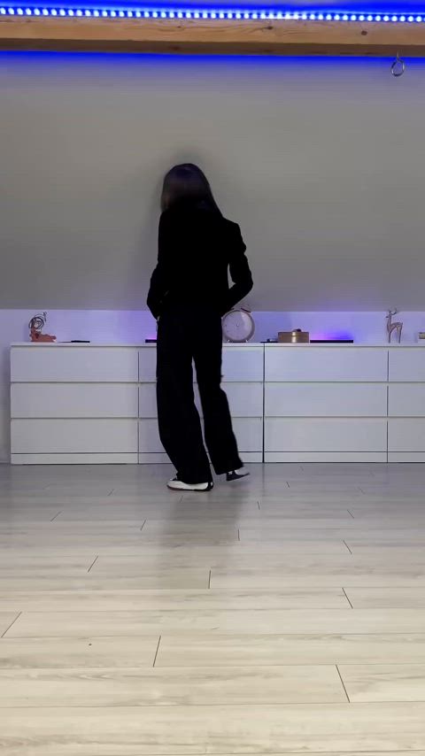 blindfolded brunette dance tease clip