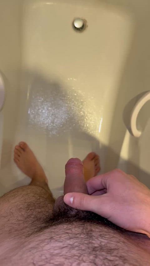 A long piss in the shower