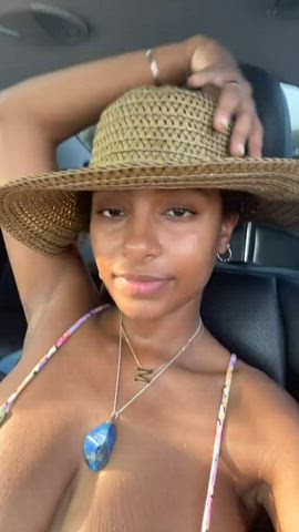 bikini cute ebony non-nude selfie clip