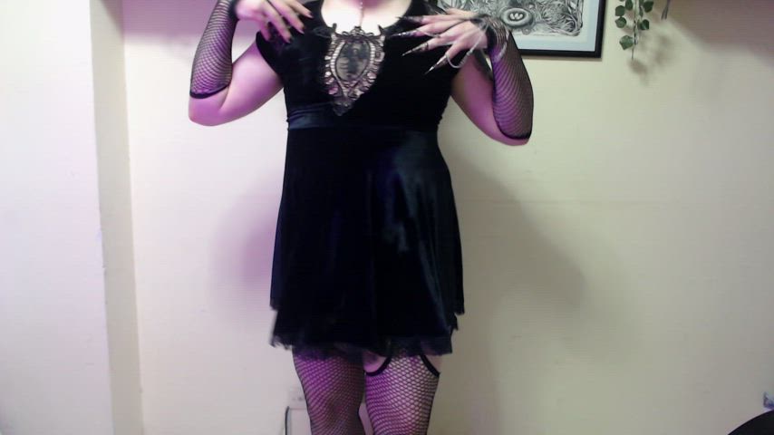 amateur caged chastity cute fishnet goth onlyfans trans transgender witch clip