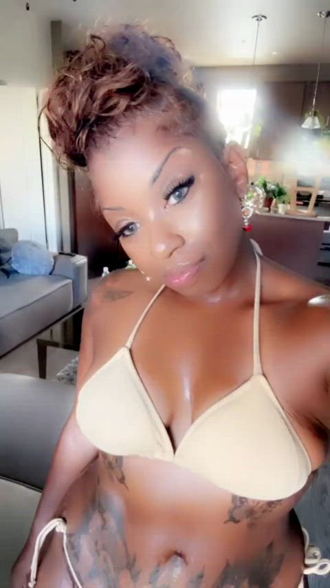 Thick & Petite Ebony Milf In Sexy Cream Swimsuit | By: SecretMasterpiece