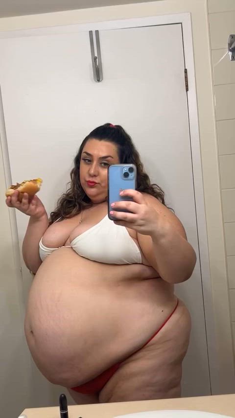 bbw bikini brunette feedee food fetish ssbbw clip