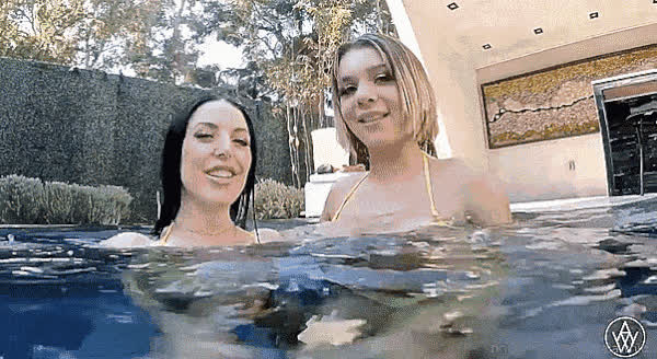 angela white big tits bouncing tits gabbie carter natural tits pool swimming pool