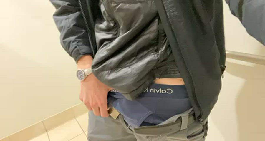 So horny at work I had to sneak off to the bathroom to take a video for reddit