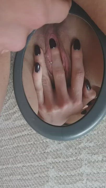 Camgirl Clit Rubbing Mirror Tease Teasing Wet Pussy clip
