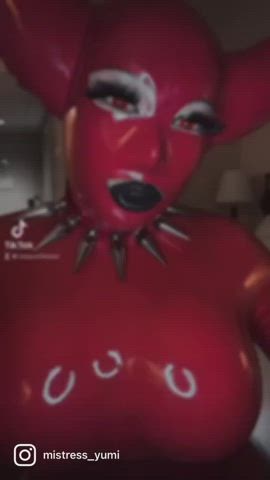 I love wearing red rubber