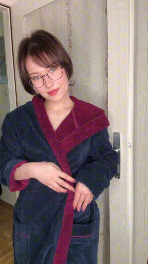 glasses small tits undressing clip