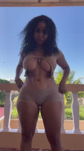big ass big tits curly hair curvy ebony fitness clip