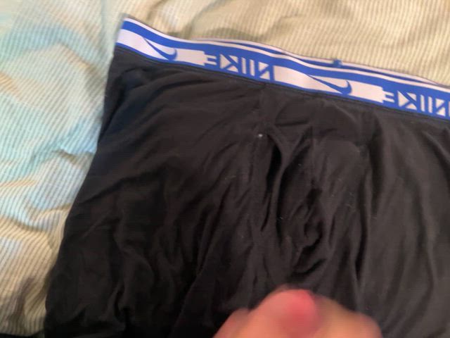 Cumming on my favourite pair of Nike boxer briefs