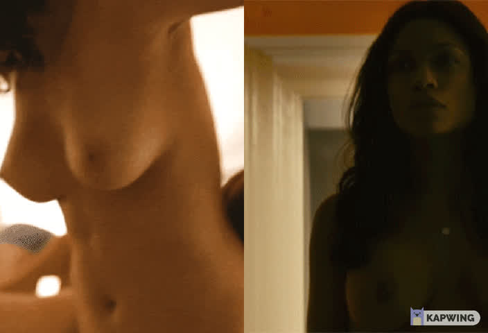 Would you rather suck Elizabeth Olsen's tits or suck Rosario Dawson's tits?