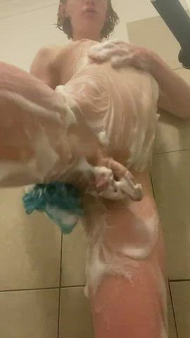 femboy shower soapy trans woman clip