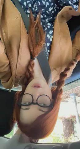 College Pigtails Public Redhead clip