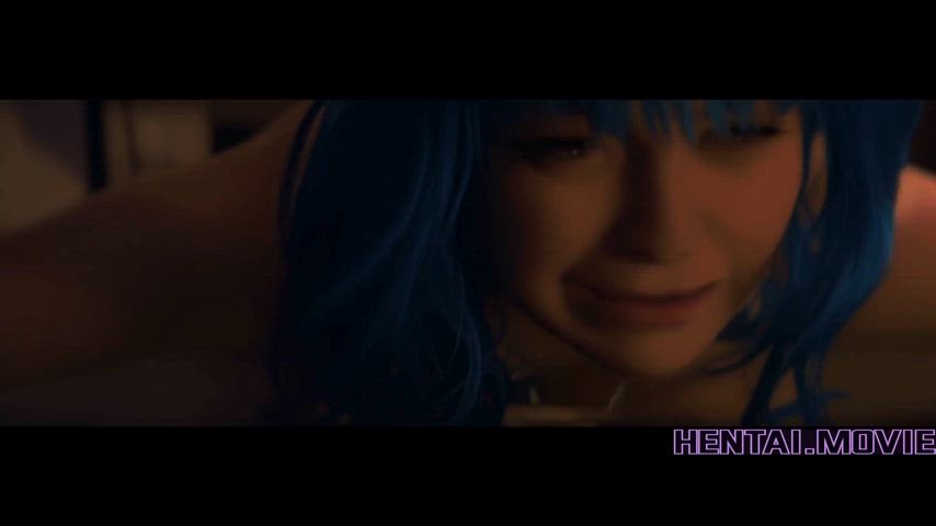 Blue haired AI babe got JIZZED by alien tentacle