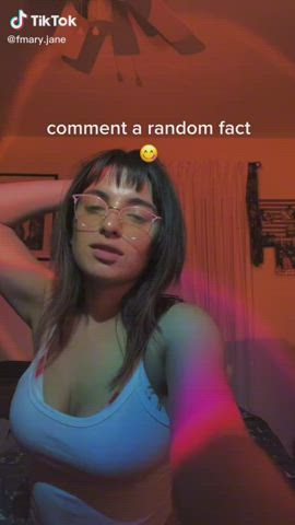 Cleavage Glasses Spit Tease TikTok Tongue Fetish clip