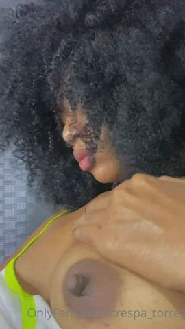 areolas big tits curly hair ebony natural tits nipple play softcore teasing clip