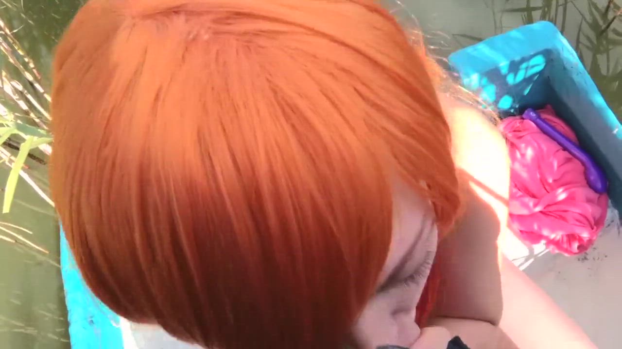 Redhead teen sucks cock on a boat!
