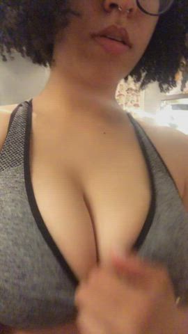 Bouncing Tits Boobs Jiggling Big Tits Bra Glasses OnlyFans Tits Curly Hair clip