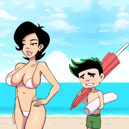 animation beach bikini bouncing tits cuckold humiliation mom rule34 son clip