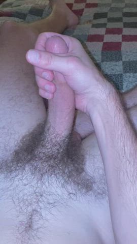 Stroking my cut cock