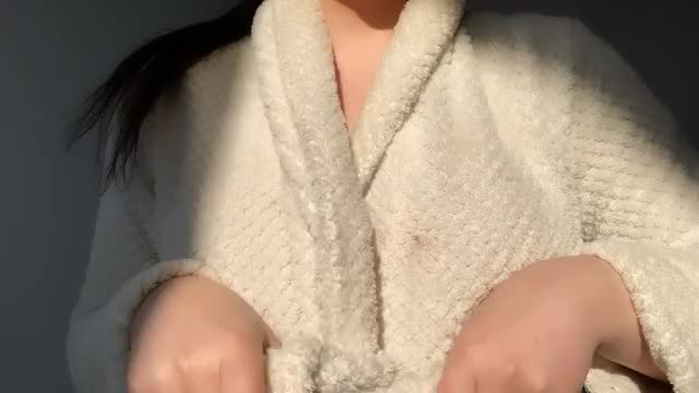 Revealing my big tits under my robe... ? [OC]