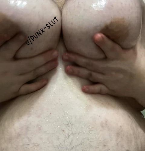 big tits butch ftm oil oiled tits trans boy clip