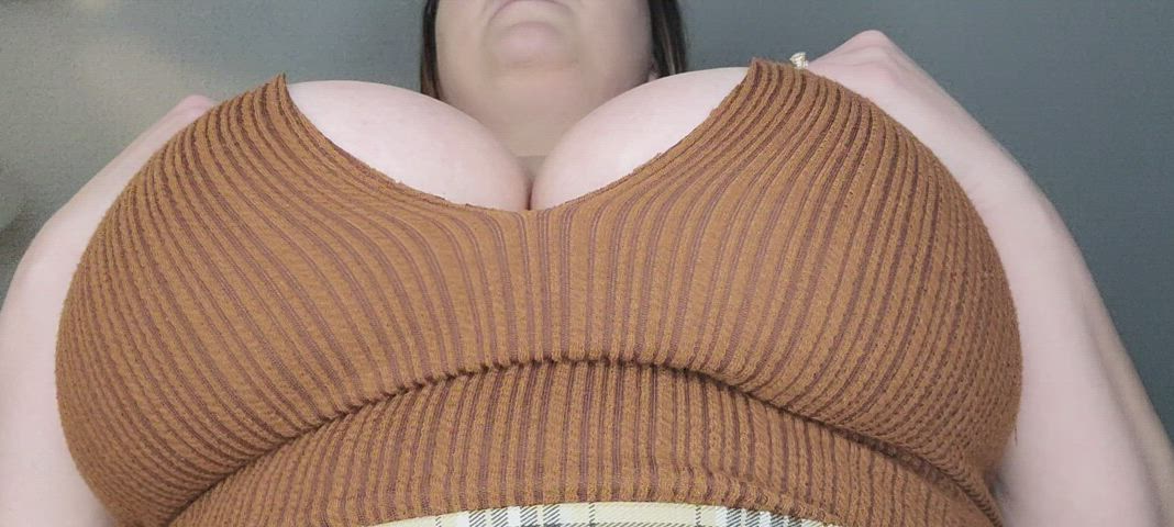 Your POV on your knees waiting for a mouthful of these tits