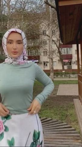 clothed hijab solo tits clip