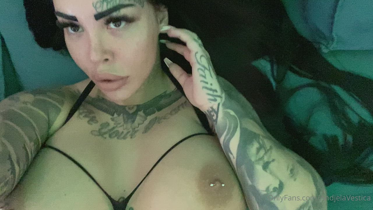 Big Tits Fishnet Solo Tattoo clip
