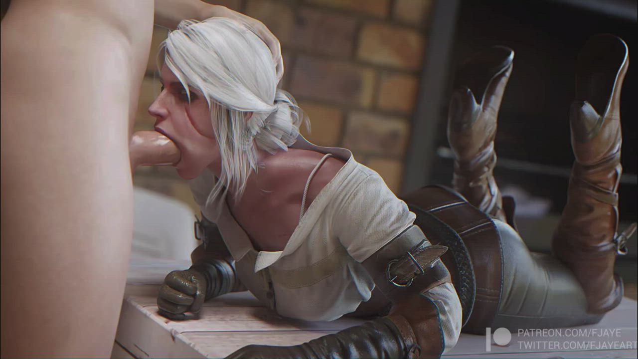 Ciri getting throatfuck [with sound] (by FJAYEART and color corrected by ME)