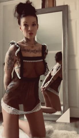 Big Tits MILF Maid Submissive Tattoo Porn GIF by lynluv