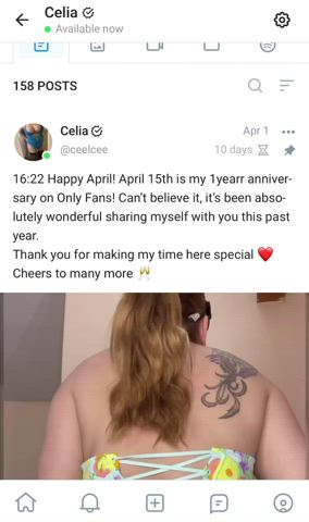 I just passed my 1 year anniversary on OnlyFans and I want to thank you all for your