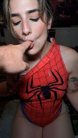Spidergirl Licking Up Your Web