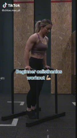 blonde fitness muscular girl ponytail tiktok workout clip