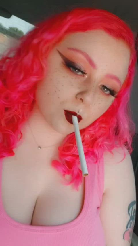 big tits smoking pink hair clip