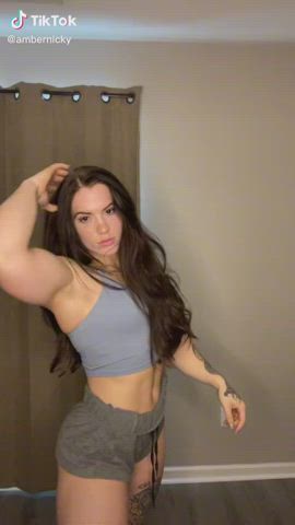 bodybuilder brunette fitness muscles muscular girl tiktok clip