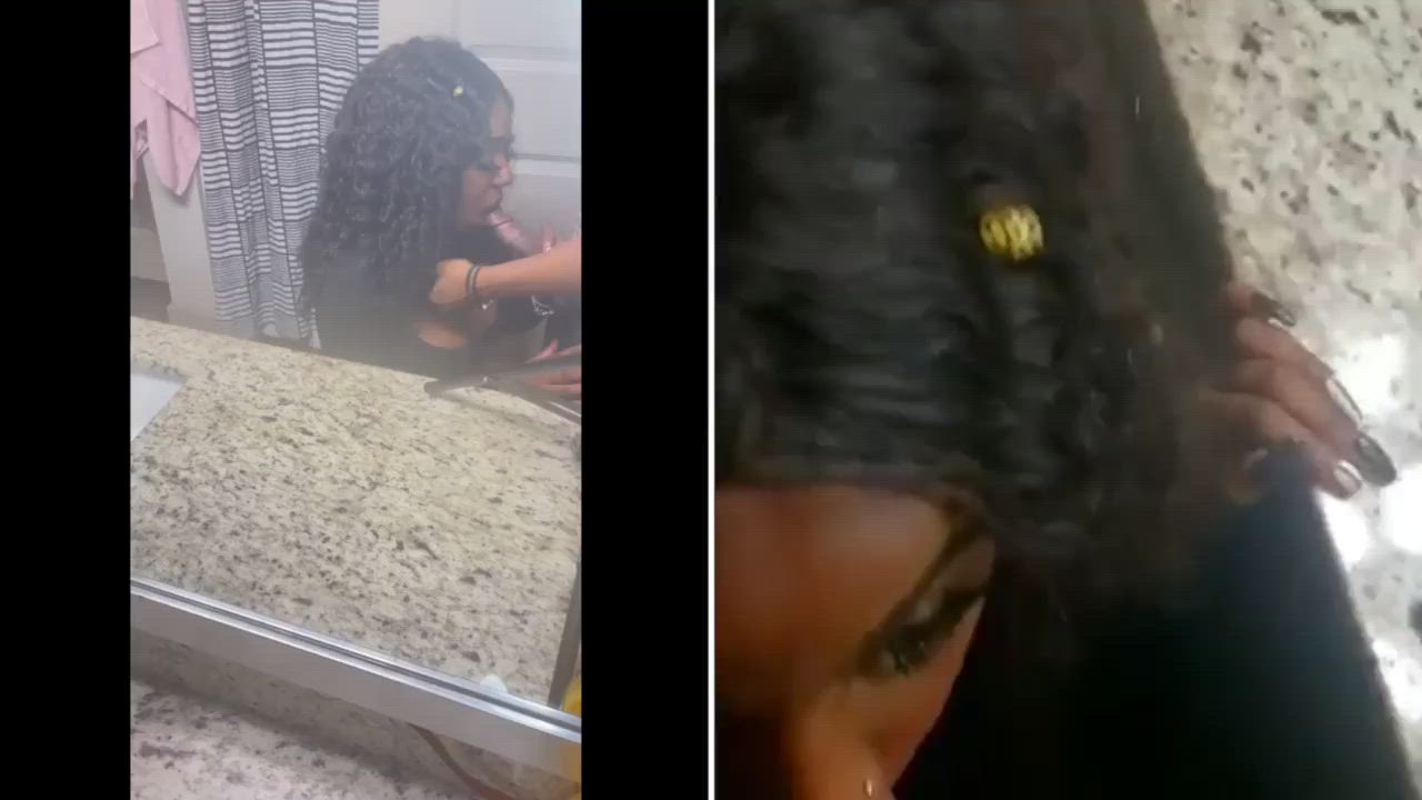 Amateur Bathroom Blowjob Ebony clip