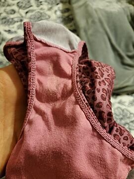 Wife's creamy panties, left right on top of the hamper