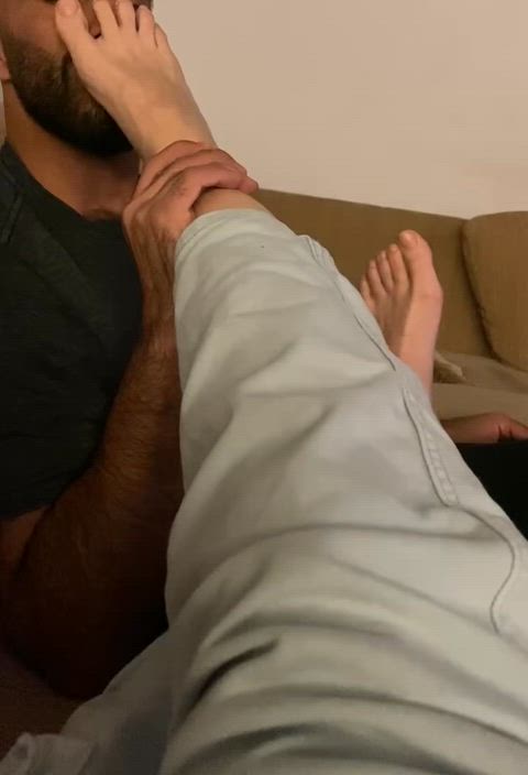 Sniffing and smelling my Bumble date's musky feet!