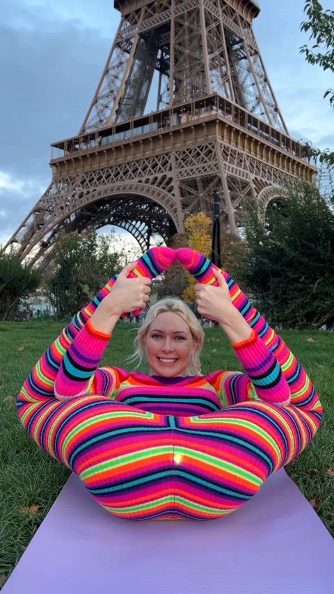 Stretching near the Eiffel Tower 😉