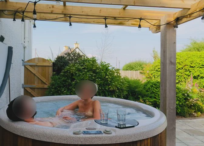 Holiday hot tub cock teasing