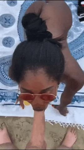 beach blowjob ebony public clip