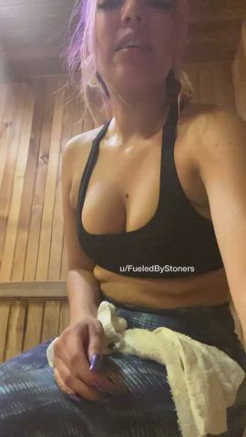 At the sauna in the gym