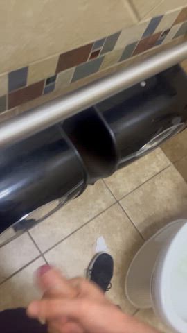 First tag- uncut cum in public gas station stall