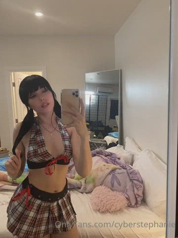 brunette skirt smile clip