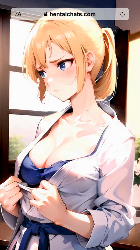 big tits blonde groping hentai clip
